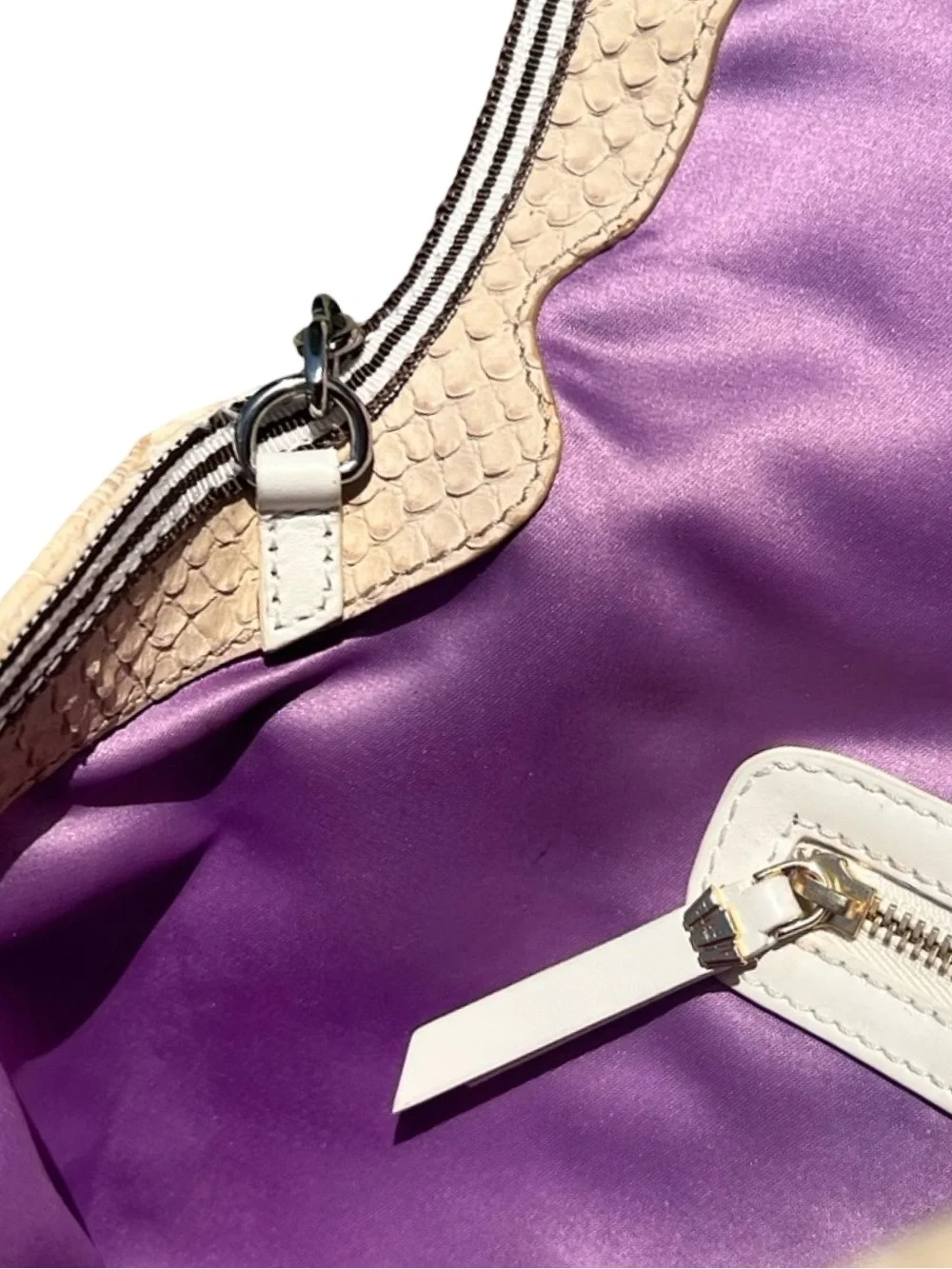 Henri Bendel Exotic Rivington 2-in-1 Envelope Clutch Nuetral Genuine Watersnake - Picture 10 of 11